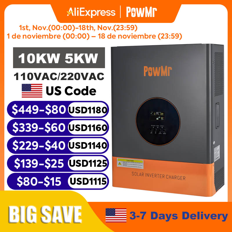 Split Phase Inverter 10Kw 110V 220V - อินเวอร์เตอร์ PowMr 10KW 5KW แบบแยกเฟส 48V